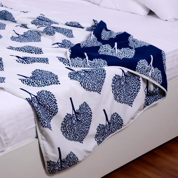_120_GSM_Reversible_AC_Blanket/Dohar_for_Single_Bed,_Light_Weight_for_Mild_Winter_(Size_140_x_210_cm)_Dark_Sapphire