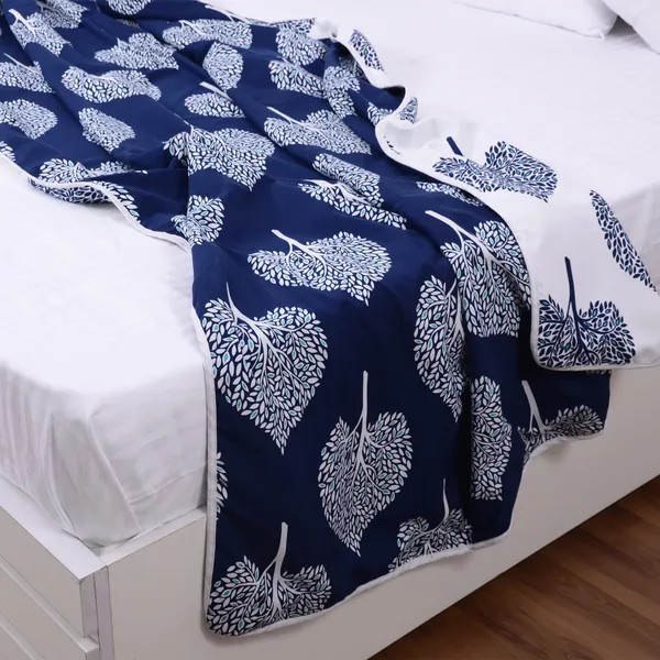 _120_GSM_Reversible_AC_Blanket/Dohar_for_Single_Bed,_Light_Weight_for_Mild_Winter_(Size_140_x_210_cm)_Dark_Sapphire