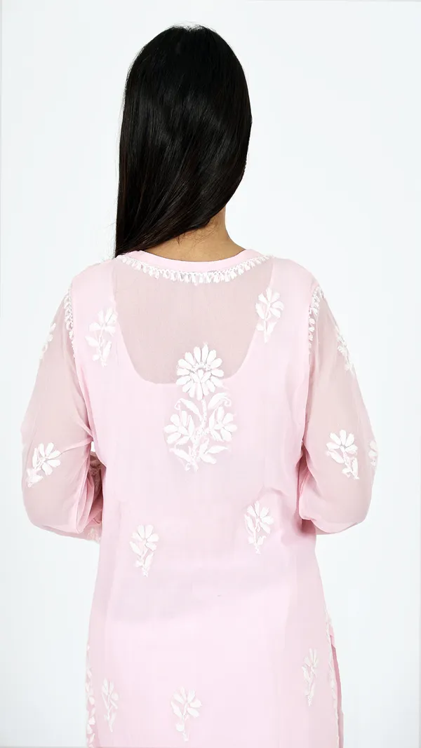 Pink_Georgette_Casual_Long_Kurti_For_Women