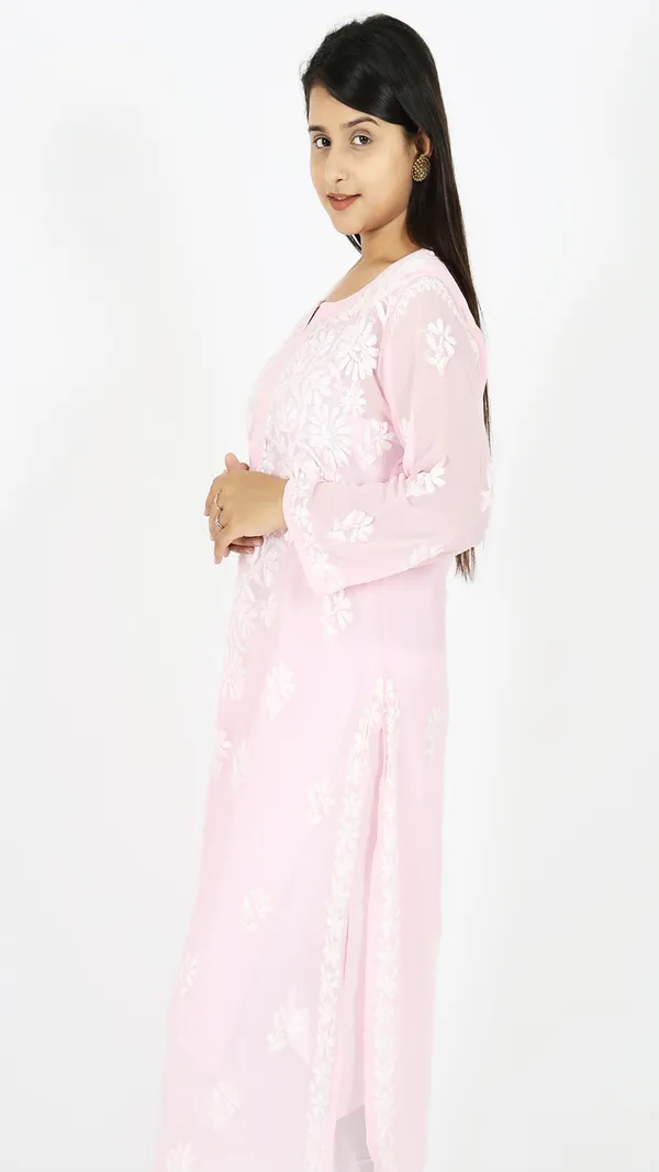 Pink_Georgette_Casual_Long_Kurti_For_Women
