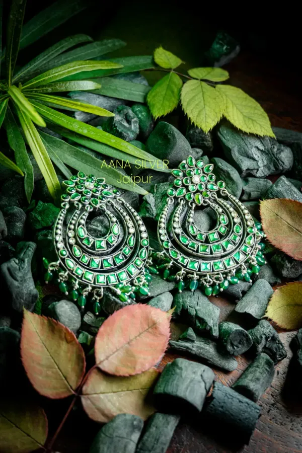 925_Pure_Sterling_Silver_|_Chandbali_Kundan_Earrings_|_Well_Stamped_&_Hallmarked