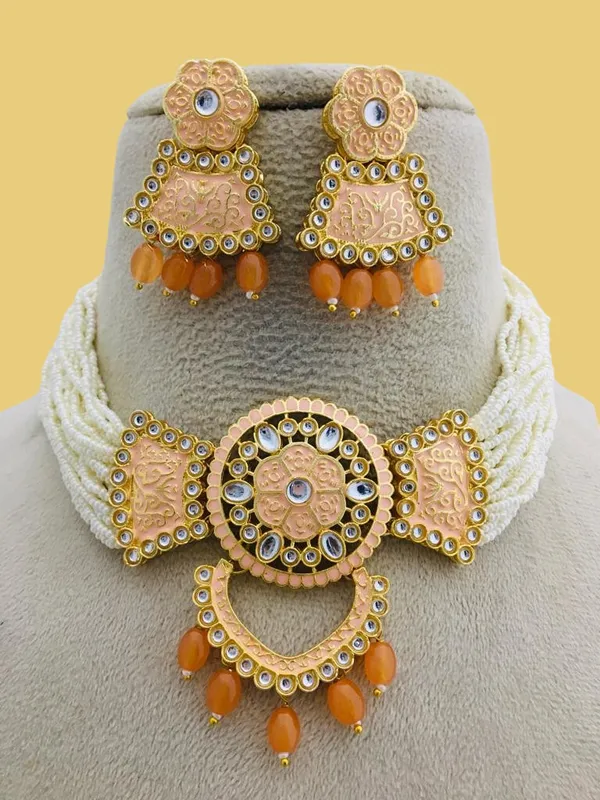 Exquisite_Pearl_and_Meenakari_Choker_Necklace_Set