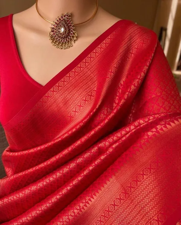 Red_Exquisite_Red_Saree_With_Rich_Pallu_&_Intricate_Jacquard_Work