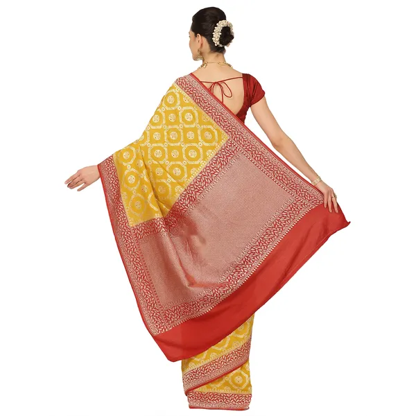 Yellow_Khaddi_Georgette_Banarasi_Sarees_For_Women