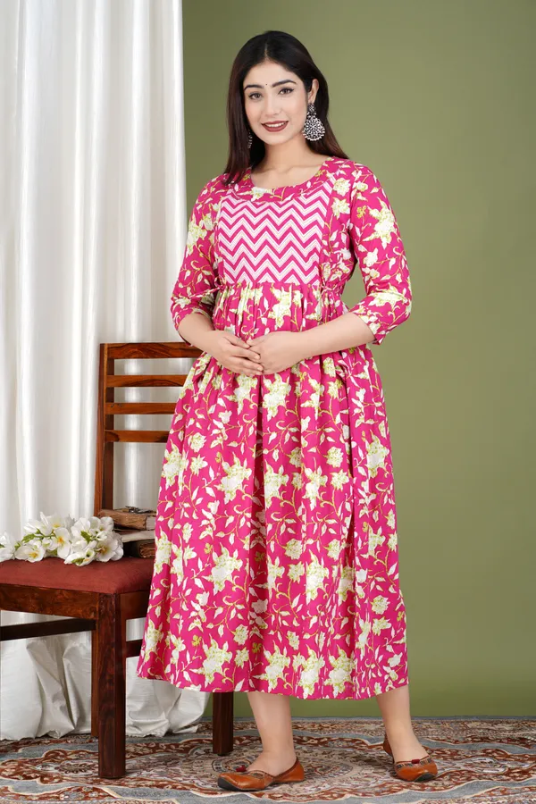 Pink_Maternity_Kurta_|_Pure_Cotton_Rayon_Feeding/Maternity_Kurta_For_Her