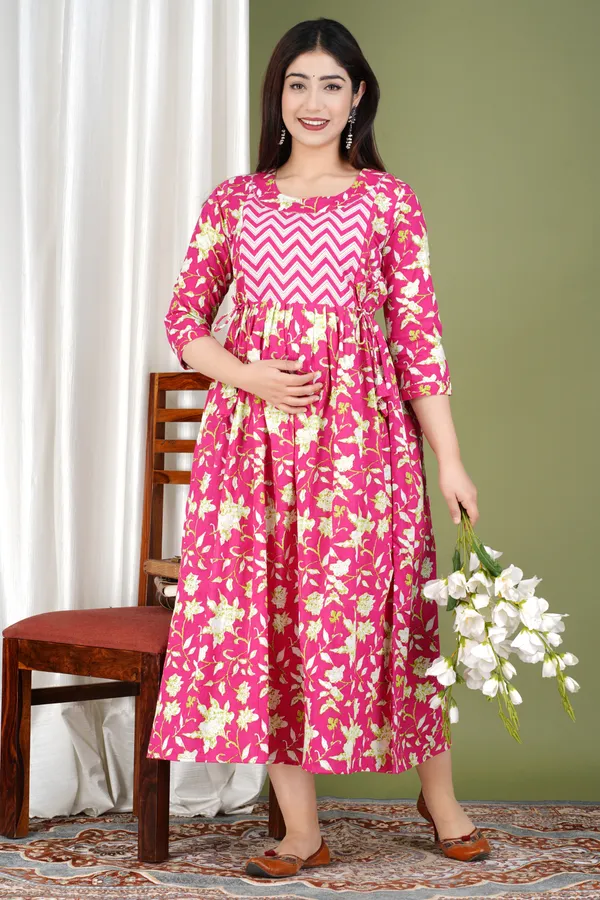 Pink_Maternity_Kurta_|_Pure_Cotton_Rayon_Feeding/Maternity_Kurta_For_Her
