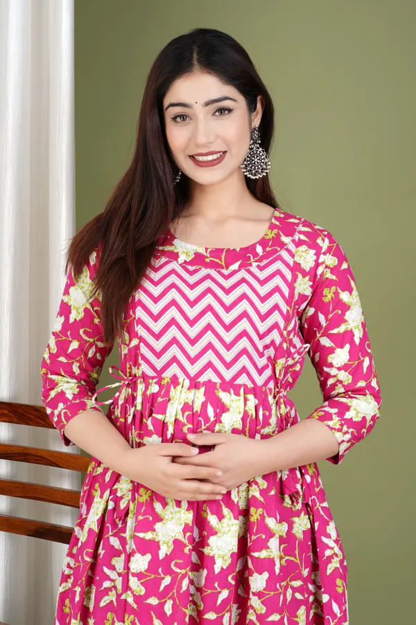 Pink_Maternity_Kurta_|_Pure_Cotton_Rayon_Feeding/Maternity_Kurta_For_Her