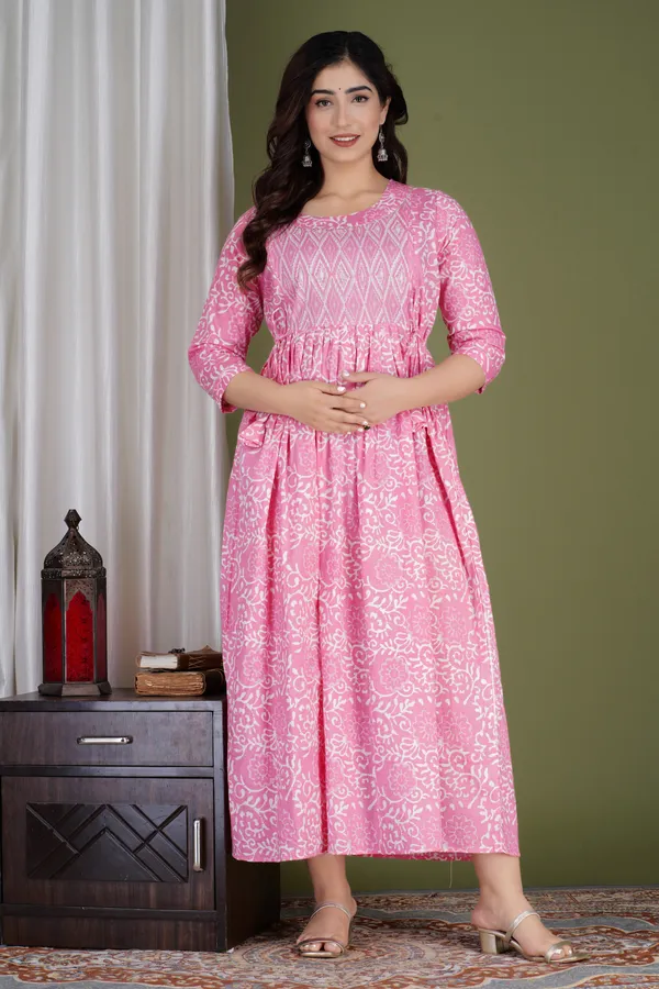 Light_Pink_Maternity_Kurta_|_Pure_Cotton_Rayon_Feeding/Maternity_Kurta_For_Her