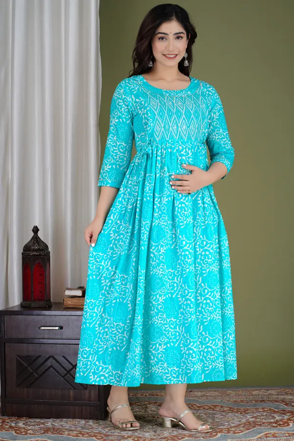 Sky_Blue_Maternity_Kurta_|_Pure_Cotton_Rayon_Feeding/Maternity_Kurta_For_Her