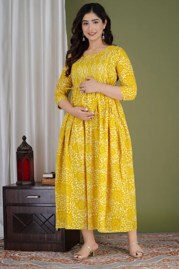 Yellow_Maternity_Kurta_|_Pure_Cotton_Rayon_Feeding/Maternity_Kurta_For_Her