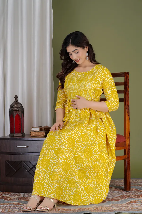 Yellow_Maternity_Kurta_|_Pure_Cotton_Rayon_Feeding/Maternity_Kurta_For_Her