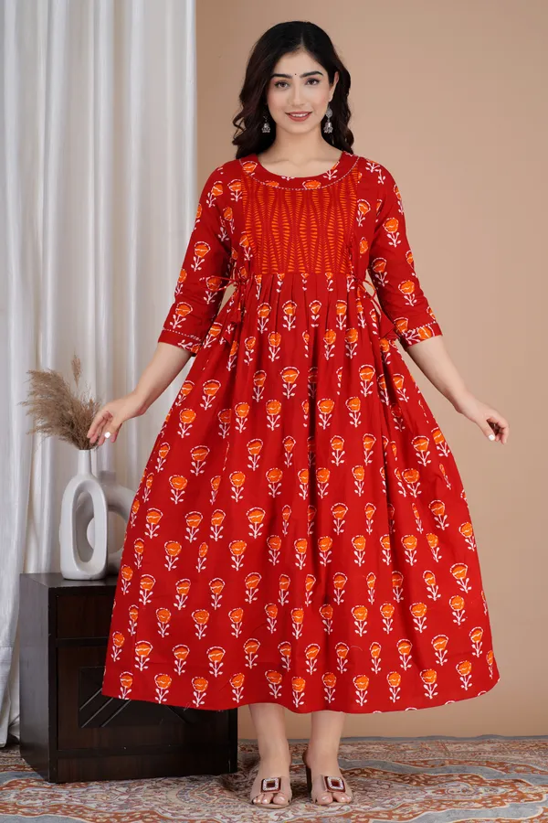 Red_Maternity_Kurta_|_Pure_Cotton_Rayon_Feeding/Maternity_Kurta_For_Her