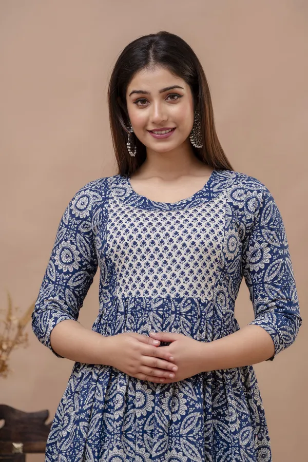 Blue_Maternity_Kurta_|_Pure_Cotton_Rayon_Feeding/Maternity_Kurta_For_Her