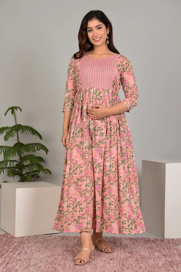 Peach_Maternity_Kurta_|_Pure_Cotton_Rayon_Feeding/Maternity_Kurta_For_Her