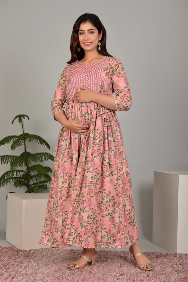 Peach_Maternity_Kurta_|_Pure_Cotton_Rayon_Feeding/Maternity_Kurta_For_Her