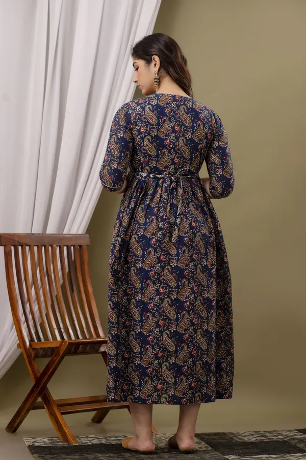 Blue_Printed_Pure_Cotton_Rayon_Anarkali_Maternity_Kurta