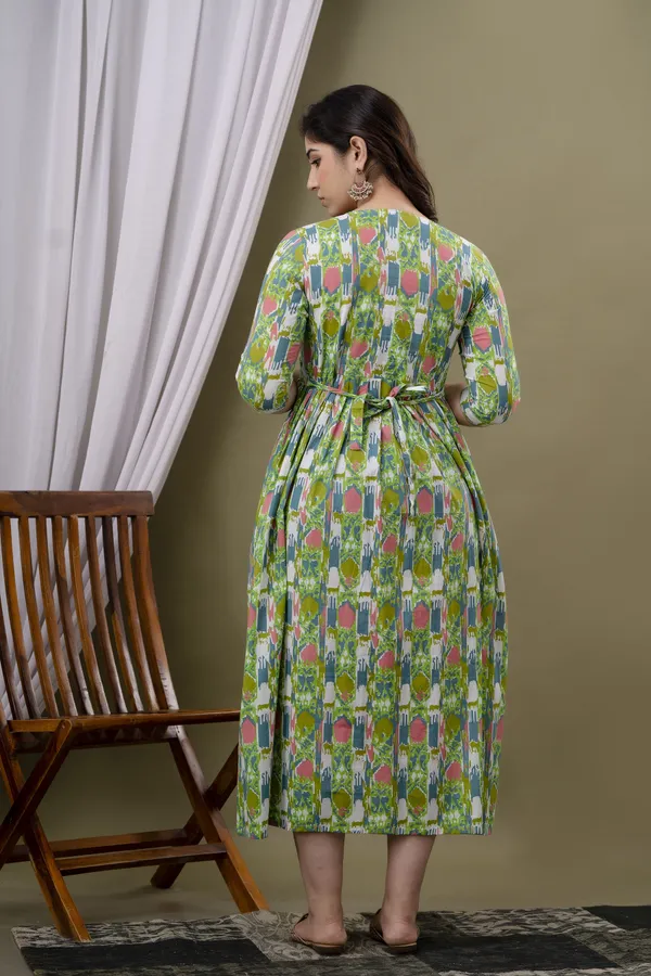 Green_Printed_Pure_Cotton_Rayon_Anarkali_Maternity_Kurta
