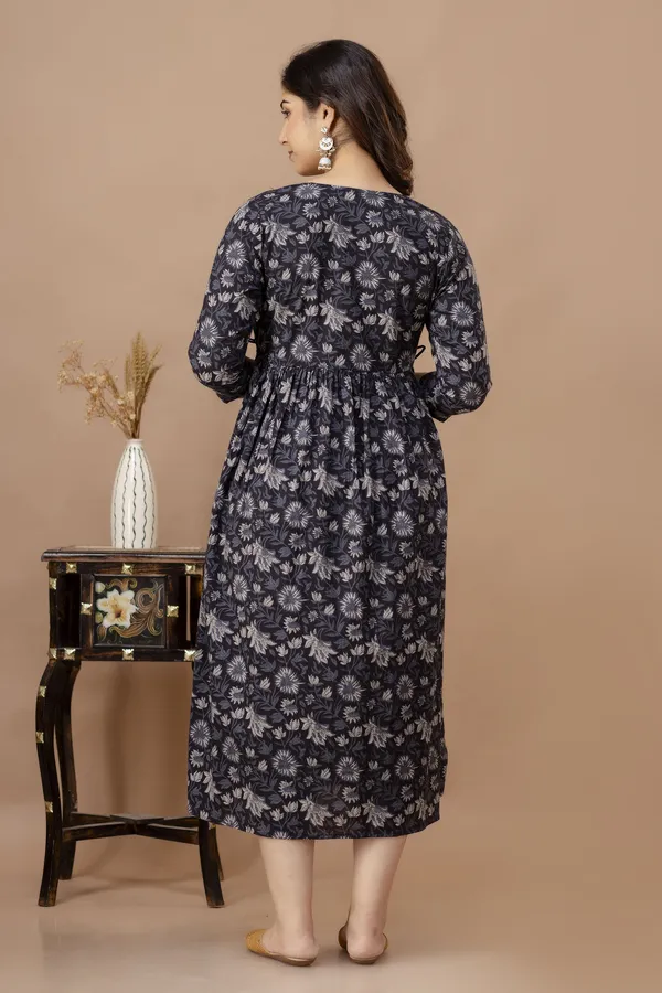 Black_Maternity_Kurta_|_Pure_Cotton_Rayon_Feeding/Maternity_Kurta_For_Her