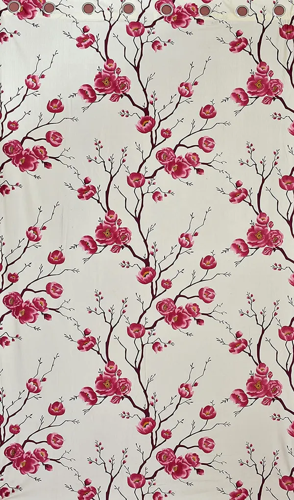 Polyester_Fabric_Flower_Design_Floral_and_Plain_-Modern_Silk_Look_parde_for_Home,_Living_Room,_Bedroom,_Offices_(Maroon)_-_Set_of_3_Pc