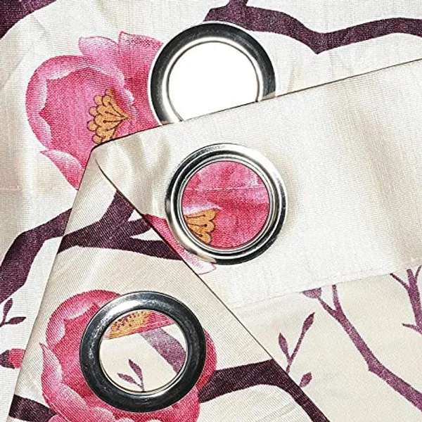Polyester_Fabric_Flower_Design_Floral_and_Plain_-Modern_Silk_Look_parde_for_Home,_Living_Room,_Bedroom,_Offices_(Maroon)_-_Set_of_3_Pc