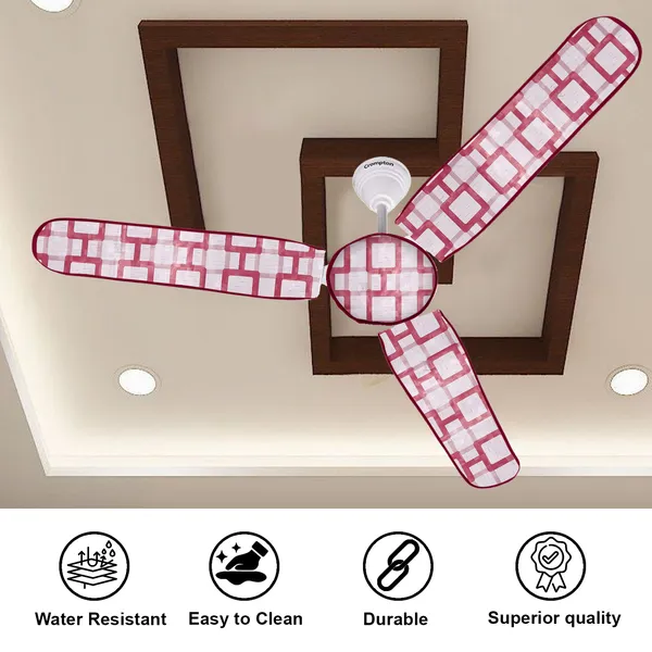 3_Blade_Ceiling_Fan_Cover_With_Adjustable_Elastic_Closure_Set_of_1_(Material-_PVC,_Size-[Blades_19.5X6Inch,_Motor_Cover_Size-7_Inch],_Color-_Red)