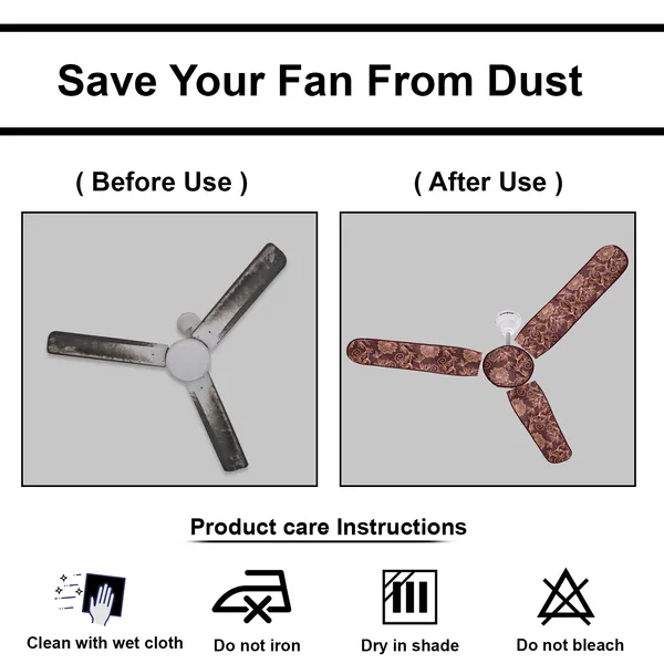 3_Blade_Ceiling_Fan_Cover_With_Adjustable_Elastic_Closure_(Material-_PVC,_Size-[Blades_19.5X6Inch,_Motor_Cover_Size-7_Inch],_Color-_Brown)