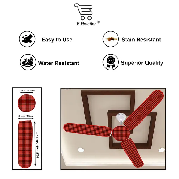 3_Blade_Ceiling_Fan_Cover_With_Adjustable_Elastic_Closure_(Material-_PVC,_Size-[Blades_19.5X6Inch,_Motor_Cover_Size-7_Inch],_Color-_Red)