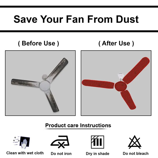 3_Blade_Ceiling_Fan_Cover_With_Adjustable_Elastic_Closure_(Material-_PVC,_Size-[Blades_19.5X6Inch,_Motor_Cover_Size-7_Inch],_Color-_Red)