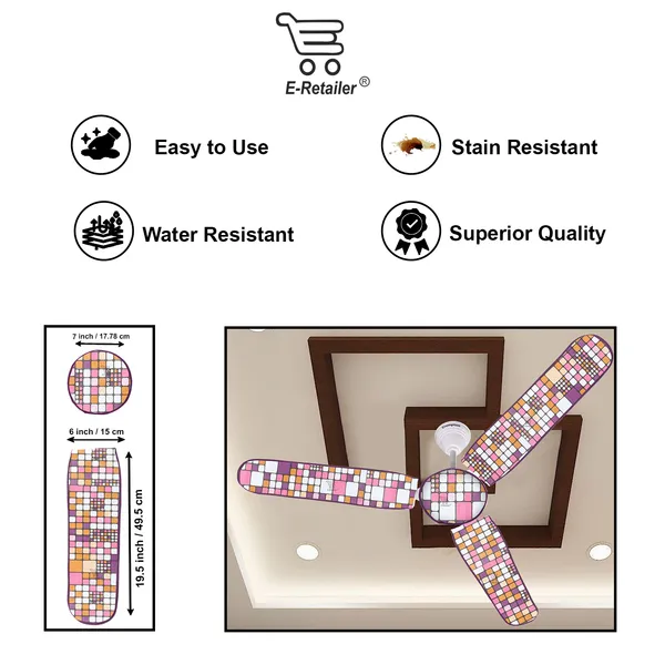 3_Blade_Ceiling_Fan_Cover_With_Adjustable_Elastic_Closure_(Material-_PVC,_Size-[Blades_19.5X6Inch,_Motor_Cover_Size-7_Inch],_Color-_Pink)