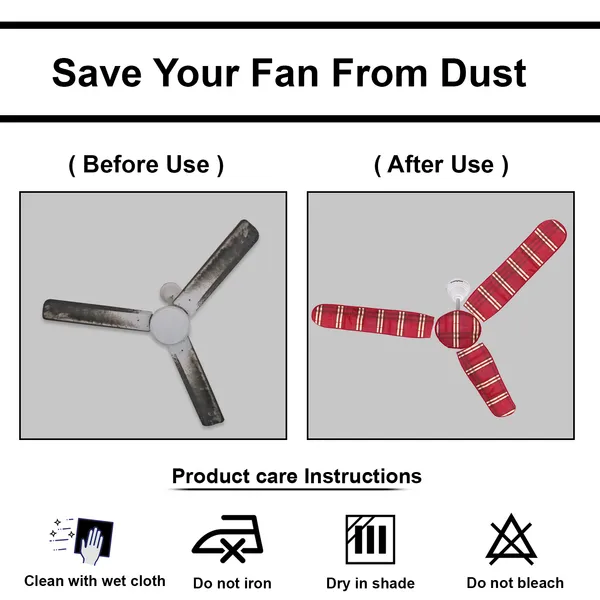 3_Blade_Ceiling_Fan_Cover_With_Adjustable_Elastic_Closure_Set_of_3_(Material-_PVC,_Size-[Blades_19.5X6Inch,_Motor_Cover_Size-7_Inch],_Color-_Red)