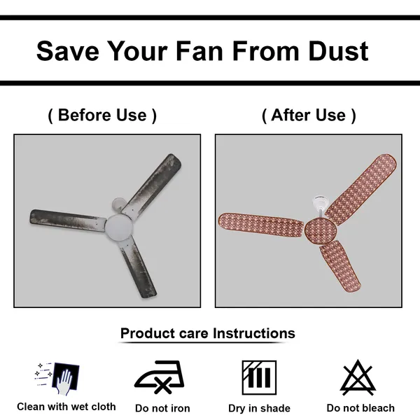 3_Blade_Ceiling_Fan_Cover_With_Adjustable_Elastic_Closure_(Material-_PVC,_Size-[Blades_19.5X6Inch,_Motor_Cover_Size-7_Inch],_Color-_Brown)