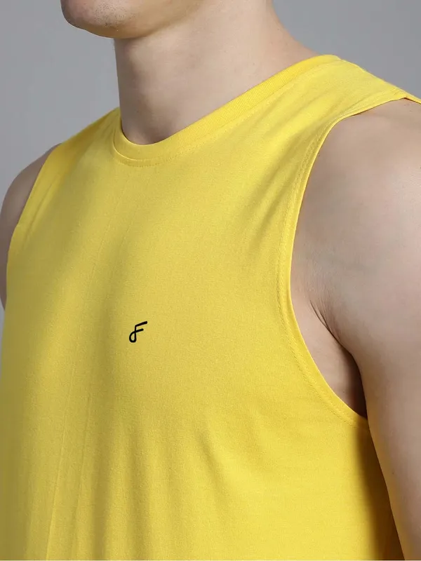 Yellow_Cotton_Round_Neck_Gym_Vest_For_Men