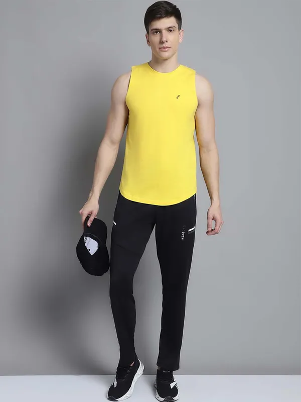 Yellow_Cotton_Round_Neck_Gym_Vest_For_Men