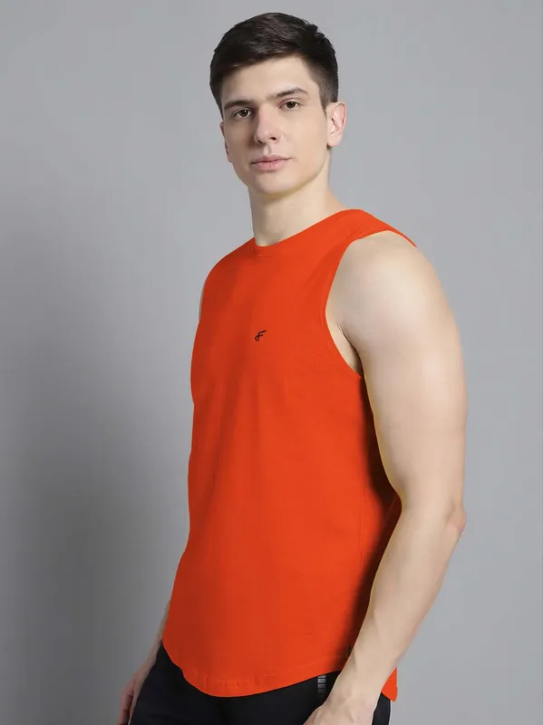 Orange_Cotton_Round_Neck_Gym_Vest_For_Men