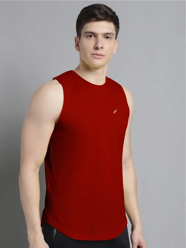 Maroon_Cotton_Round_Neck_Gym_Vest_For_Men