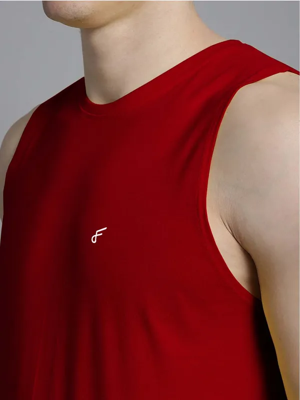 Maroon_Cotton_Round_Neck_Gym_Vest_For_Men