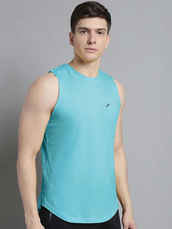 Turquoise_Blue_Cotton_Round_Neck_Gym_Vest_For_Men