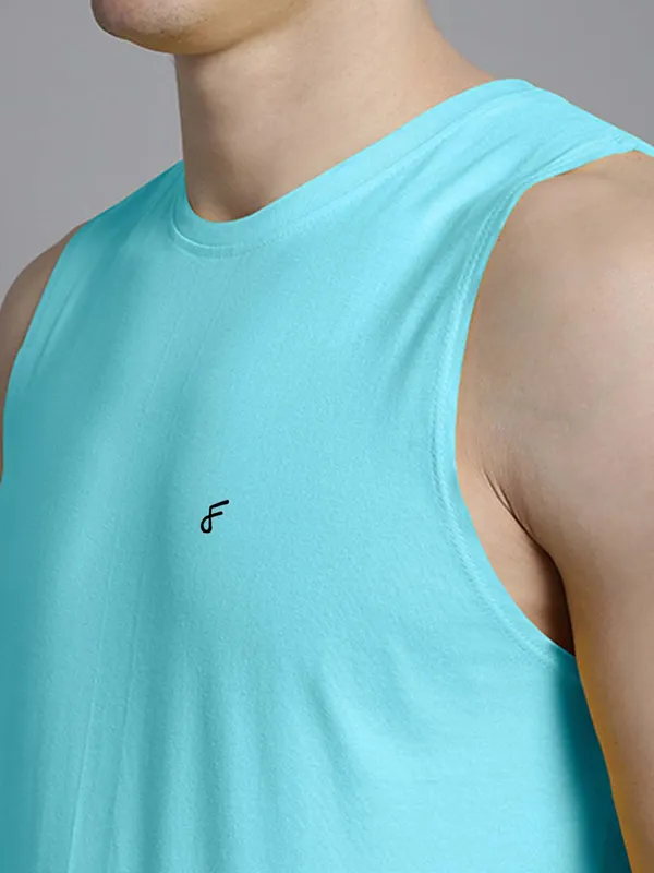 Turquoise_Blue_Cotton_Round_Neck_Gym_Vest_For_Men