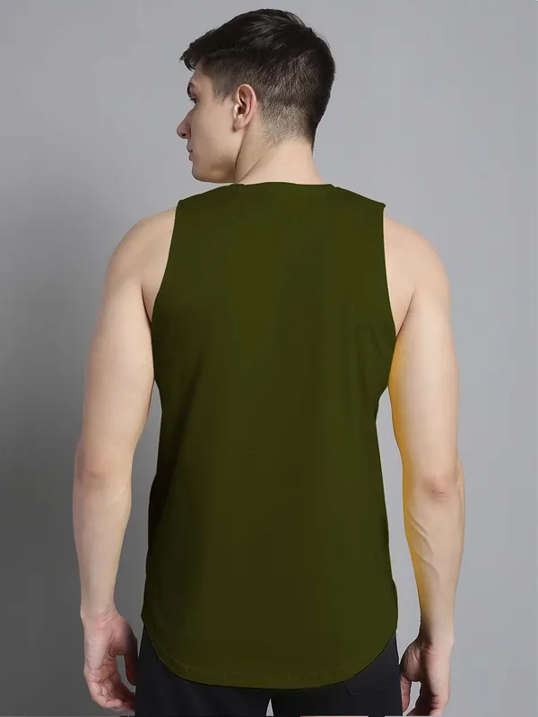 Olive_Green_Cotton_Round_Neck_Gym_Vest_For_Men