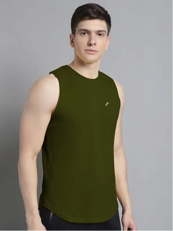 Olive_Green_Cotton_Round_Neck_Gym_Vest_For_Men