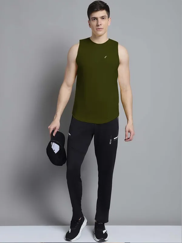 Olive_Green_Cotton_Round_Neck_Gym_Vest_For_Men