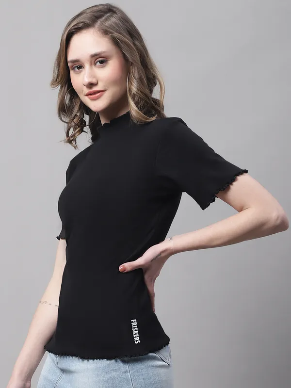 Black_Cotton_Rib_Turtle_Neck_Regular_Top_For_Women