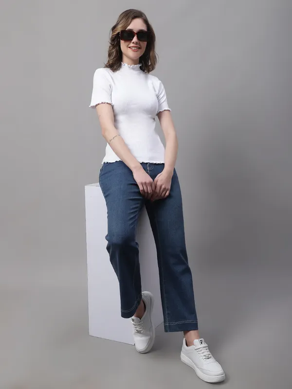 White_Cotton_Rib_Turtle_Neck_Regular_Top_For_Women