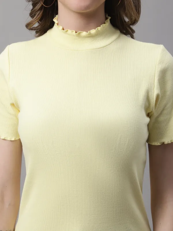 Yellow_Cotton_Rib_Turtle_Neck_Regular_Top_For_Women