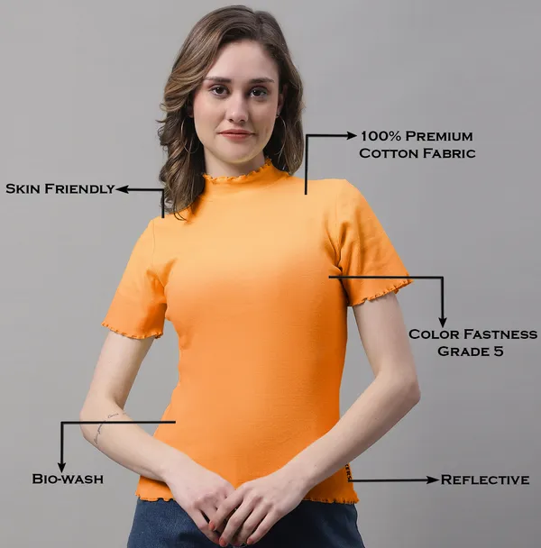 Orange_Cotton_Rib_Turtle_Neck_Regular_Top_For_Women