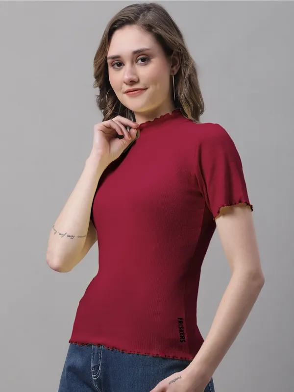 Maroon_Cotton_Rib_Turtle_Neck_Regular_Top_For_Women