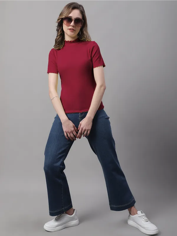 Maroon_Cotton_Rib_Turtle_Neck_Regular_Top_For_Women