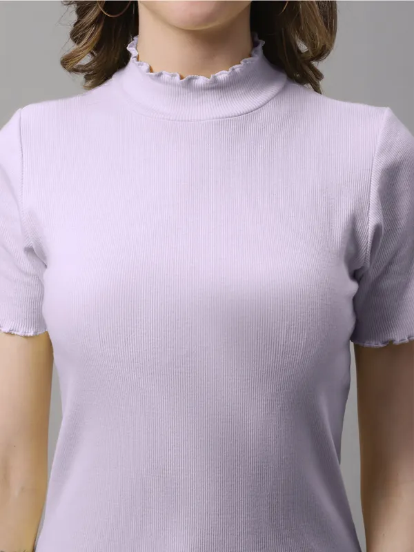 Purple_Cotton_Rib_Turtle_Neck_Regular_Top_For_Women