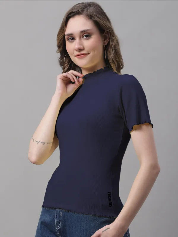 Navy_Blue_Cotton_Rib_Turtle_Neck_Regular_Top_For_Women