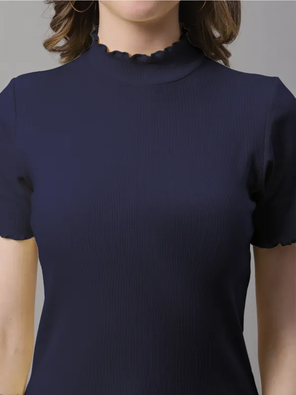 Navy_Blue_Cotton_Rib_Turtle_Neck_Regular_Top_For_Women